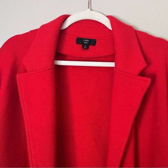 J.Crew Sophie Merino Wool Cotton Open Front Sweater Blazer Pockets Cerise Red 2X - Picture 4 of 8